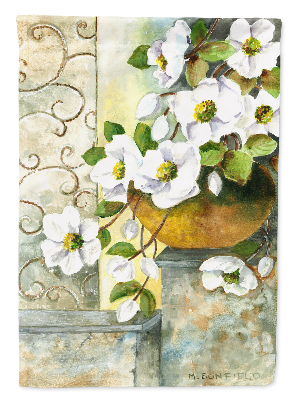 Dog Rose by Maureen Bonfield House Flag 28x40 Porch Sleeve Pole Decorative Outside Yard Banner Artwork Wall Hanging, Polyester