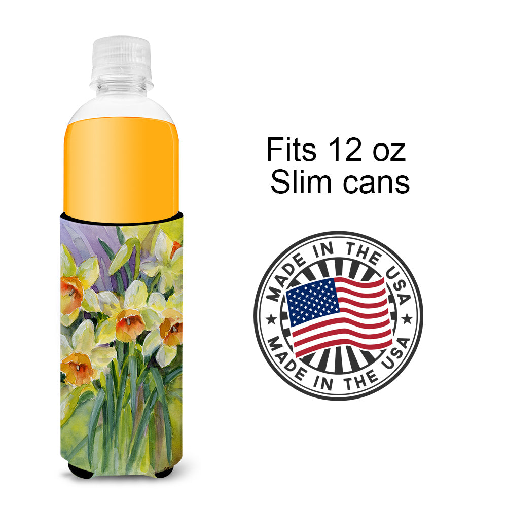 Daffodils by Maureen Bonfield Slim Can Hugger , Insulated Foam Hugger for 12 oz Slim Cans, Beer Bottles & Water Bottles, Printed in USA
