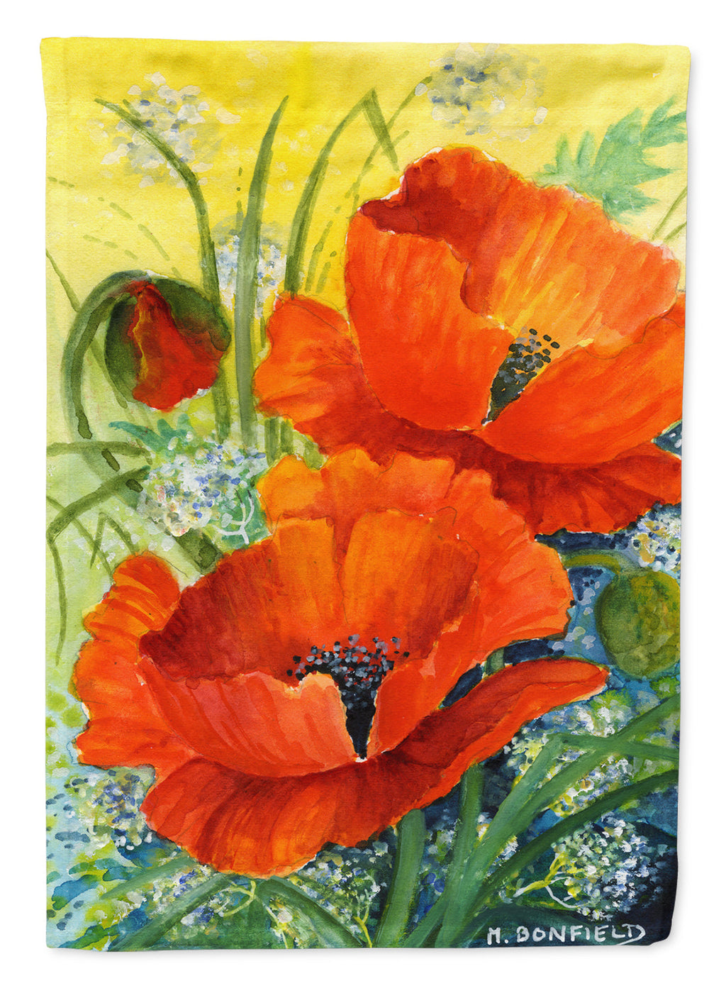 Poppies by Maureen Bonfield House Flag 28x40 Porch Sleeve Pole Decorative Outside Yard Banner Artwork Wall Hanging, Polyester