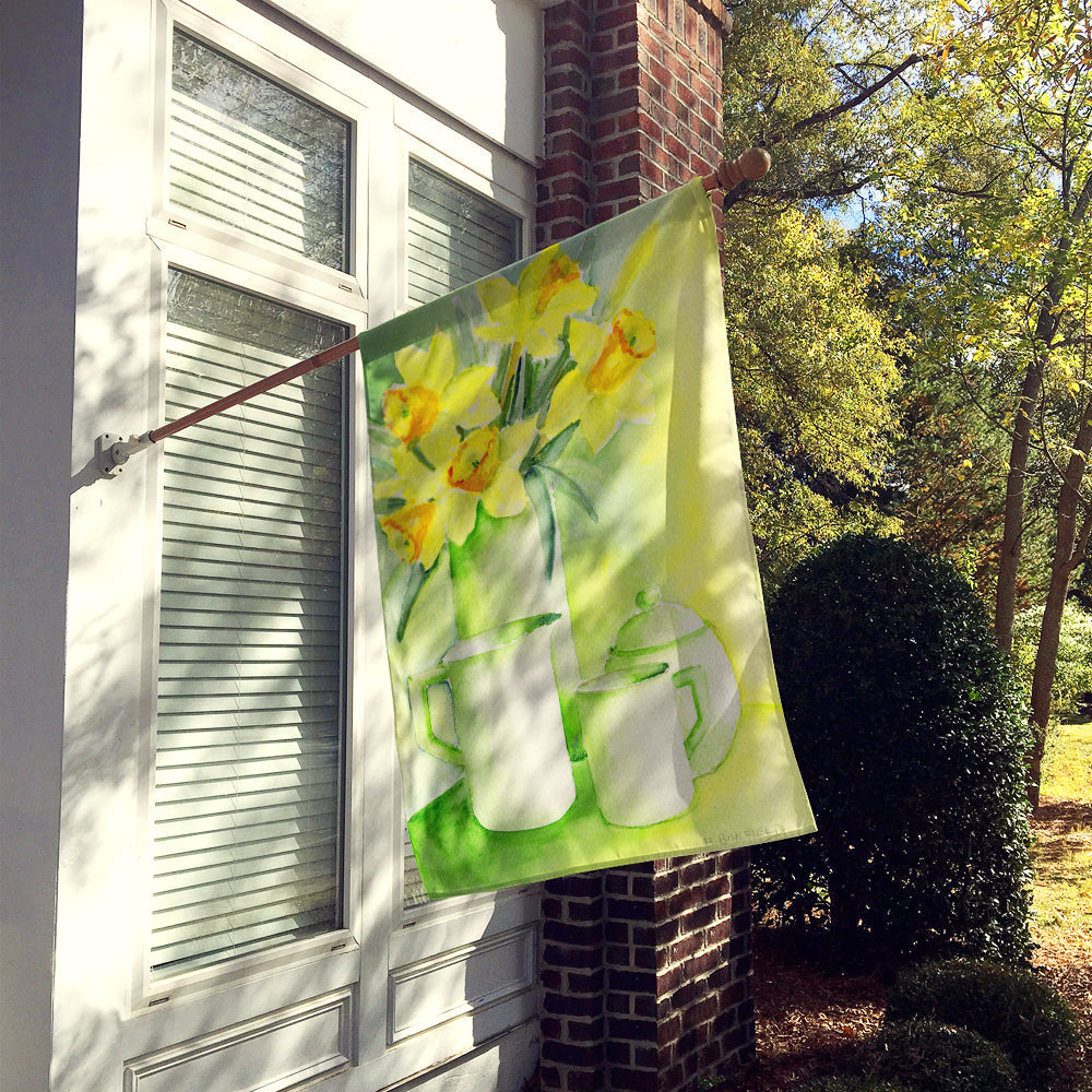 Yellow Daffodils by Maureen Bonfield House Flag 28x40 Porch Sleeve Pole Decorative Outside Yard Banner Artwork Wall Hanging, Polyester