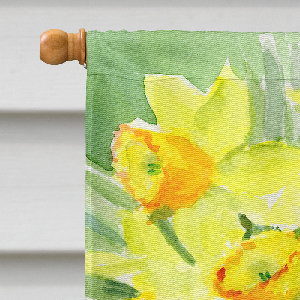Yellow Daffodils by Maureen Bonfield House Flag 28x40 Porch Sleeve Pole Decorative Outside Yard Banner Artwork Wall Hanging, Polyester