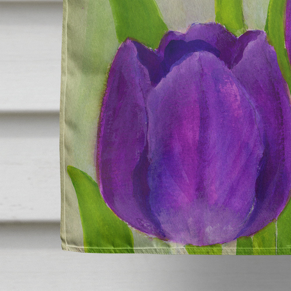 Purple Tulips by Maureen Bonfield House Flag 28x40 Porch Sleeve Pole Decorative Outside Yard Banner Artwork Wall Hanging, Polyester