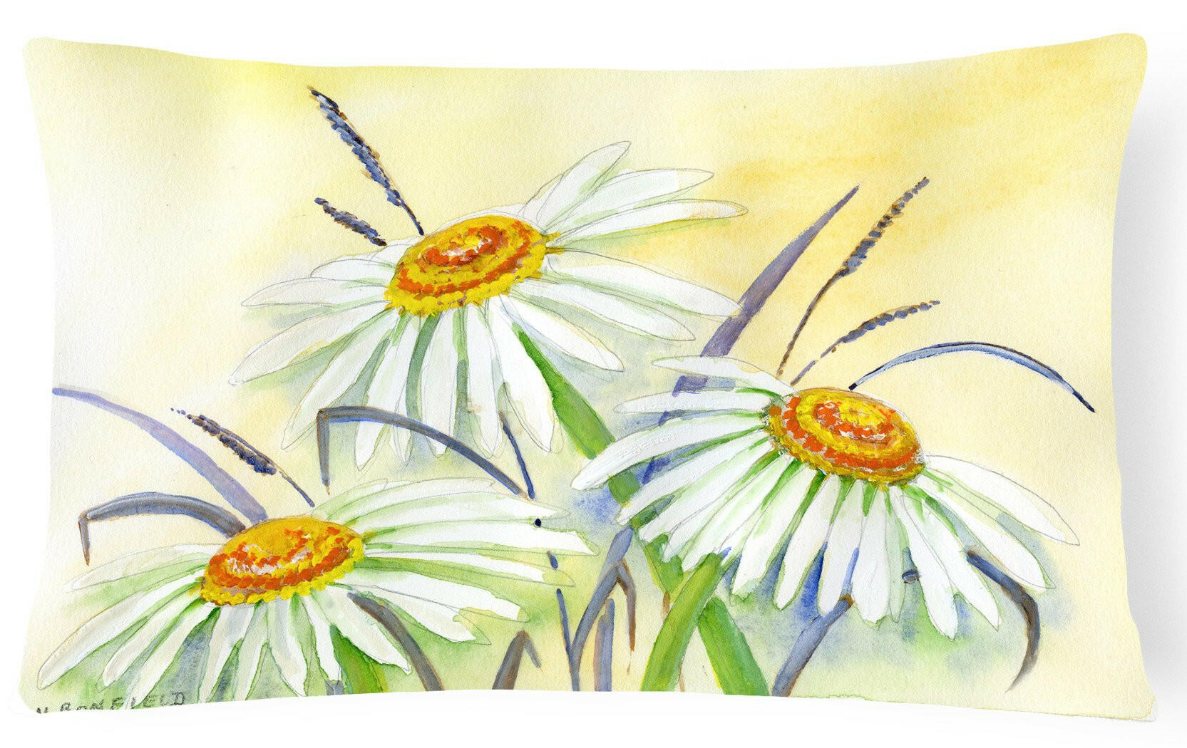 Daisies by Maureen Bonfield Decorative Throw Pillow 12x16 Indoor Outdoor Accent Cushion, Fabric Cover with Insert for Sofa, Bed, Porch & Living Room