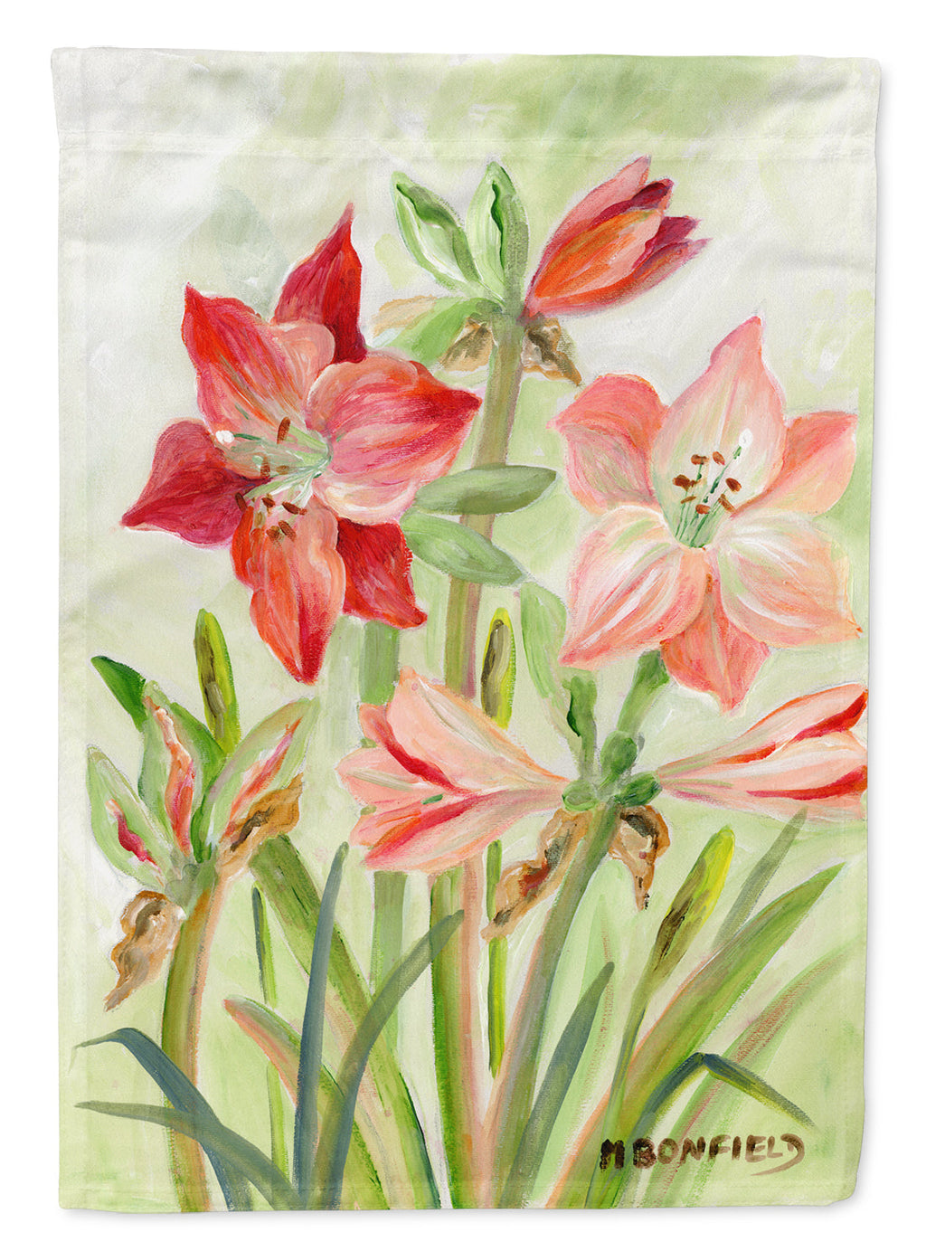 Lillies II by Maureen Bonfield House Flag 28x40 Porch Sleeve Pole Decorative Outside Yard Banner Artwork Wall Hanging, Polyester