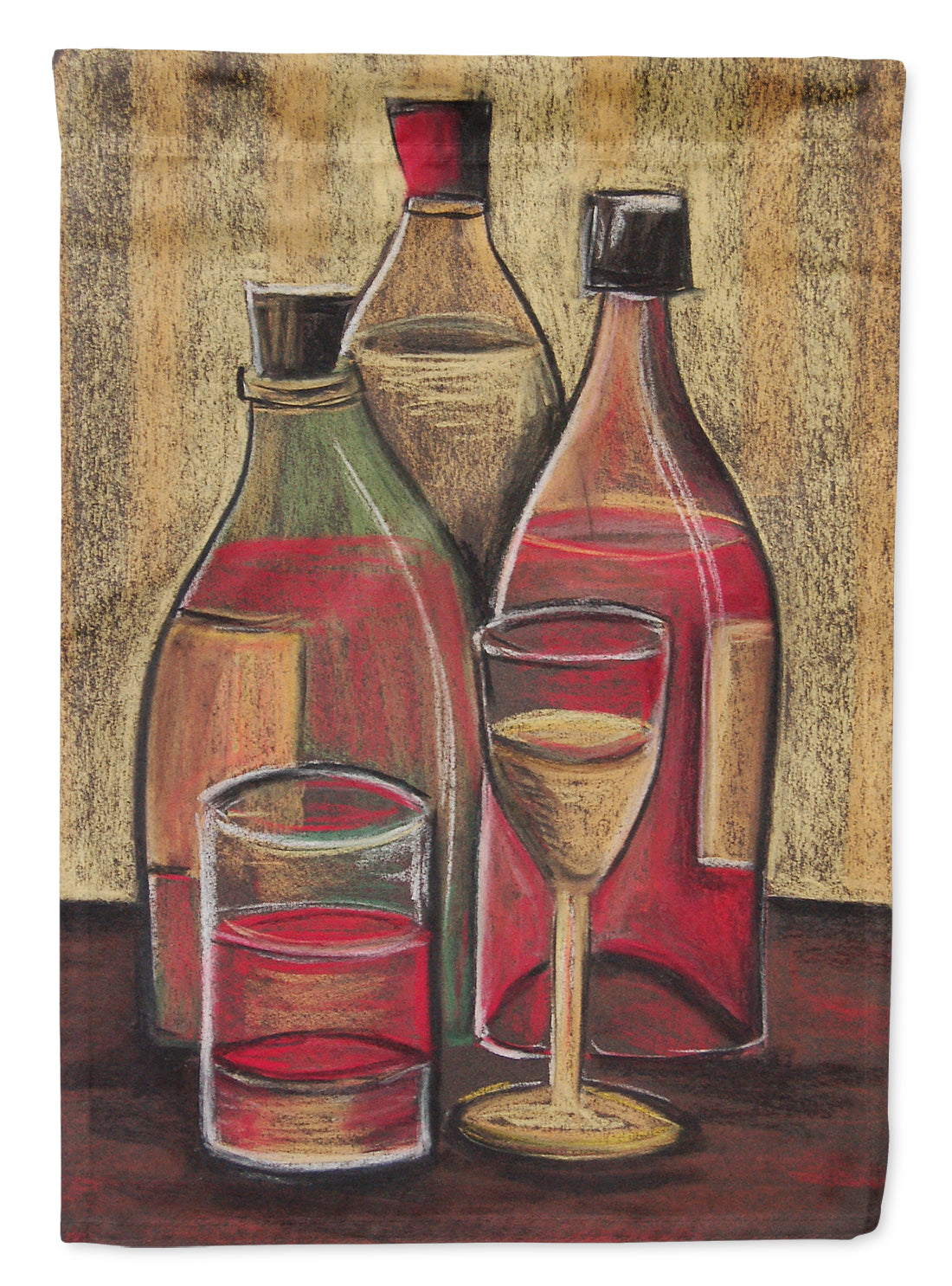 Bottles and Glasses Wine House Flag 28x40 Porch Sleeve Pole Decorative Outside Yard Banner Artwork Wall Hanging, Polyester
