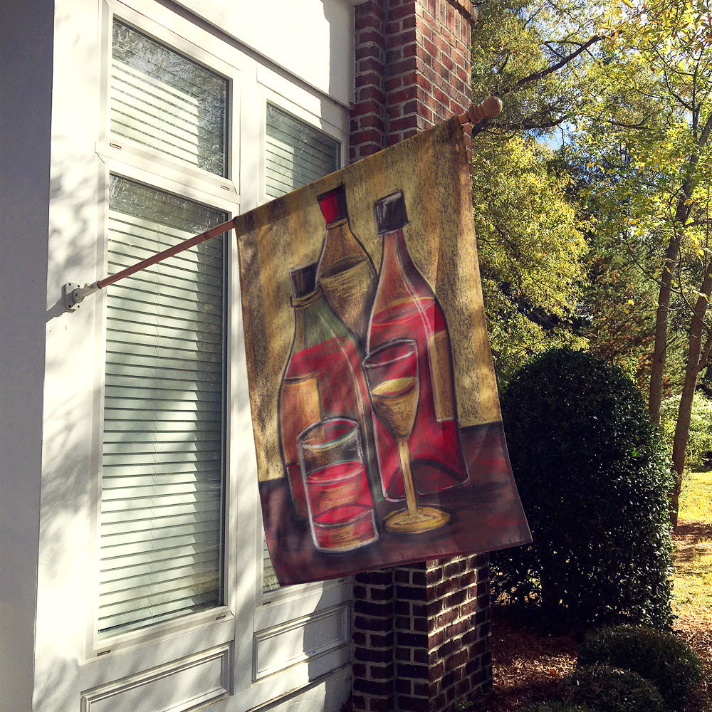 Bottles and Glasses Wine House Flag 28x40 Porch Sleeve Pole Decorative Outside Yard Banner Artwork Wall Hanging, Polyester