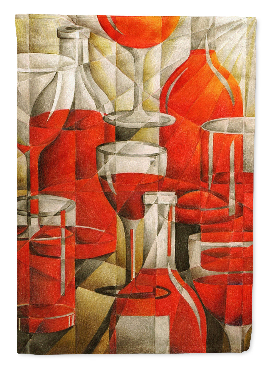 Red Wine Bottles and Glasses House Flag 28x40 Porch Sleeve Pole Decorative Outside Yard Banner Artwork Wall Hanging, Polyester
