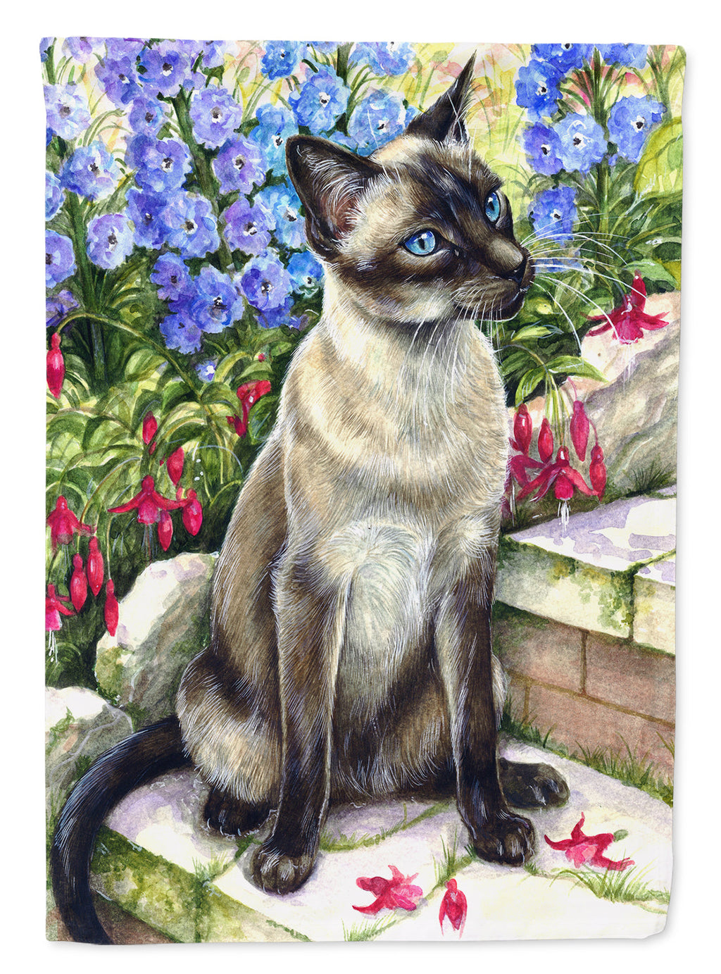 Siamese cat in the Garden House Flag 28x40 Porch Sleeve Pole Decorative Outside Yard Banner Artwork Wall Hanging, Polyester