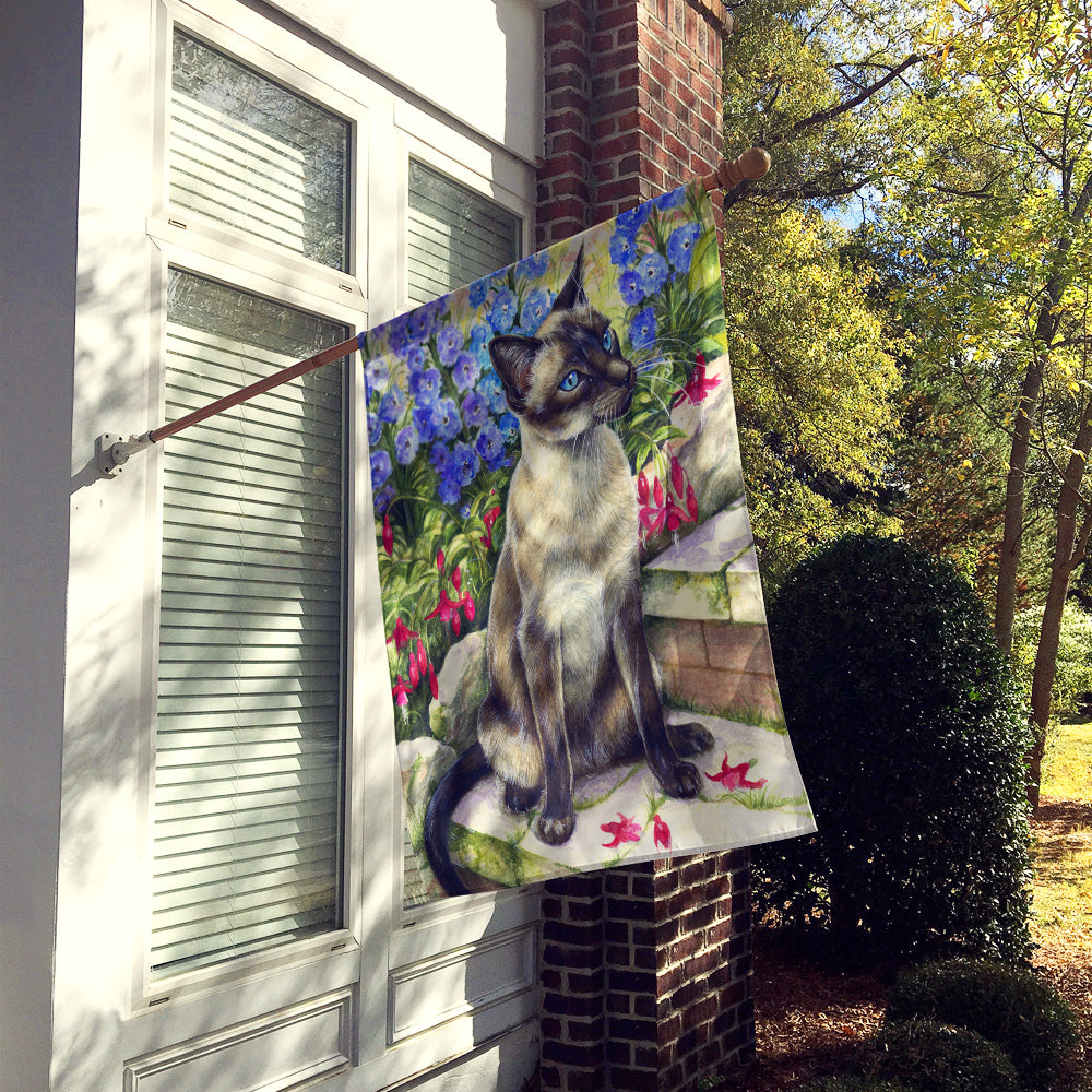 Siamese cat in the Garden House Flag 28x40 Porch Sleeve Pole Decorative Outside Yard Banner Artwork Wall Hanging, Polyester
