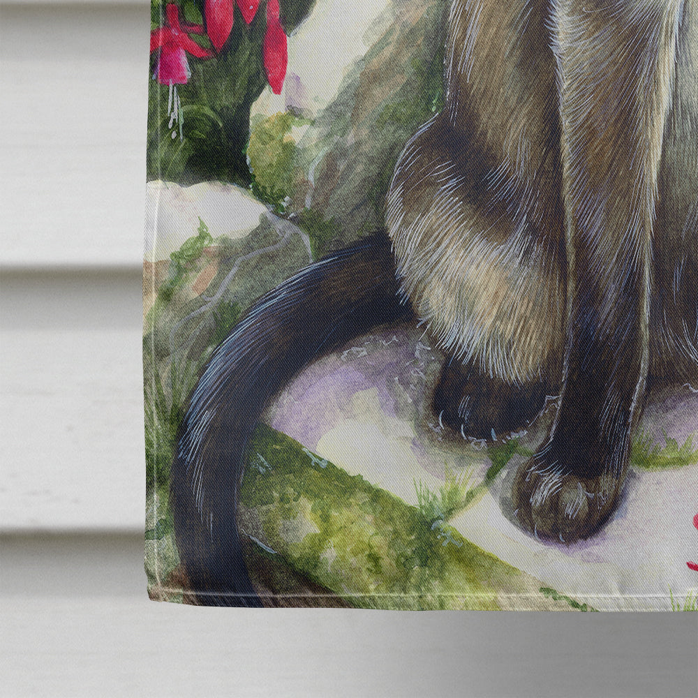 Siamese cat in the Garden House Flag 28x40 Porch Sleeve Pole Decorative Outside Yard Banner Artwork Wall Hanging, Polyester
