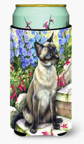 Siamese cat in the Garden Tall Boy Hugger Can Cooler Sleeve Machine Washable Drink Collapsible Insulator Beverage Insulated Holder