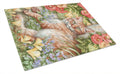 Tabby In The Roses by Debbie Cook Cutting Board Tempered Glass Kitchen Cutting Surface, Heat Resistant Chopping, Non-Slip Feet, Food Prep & Serving