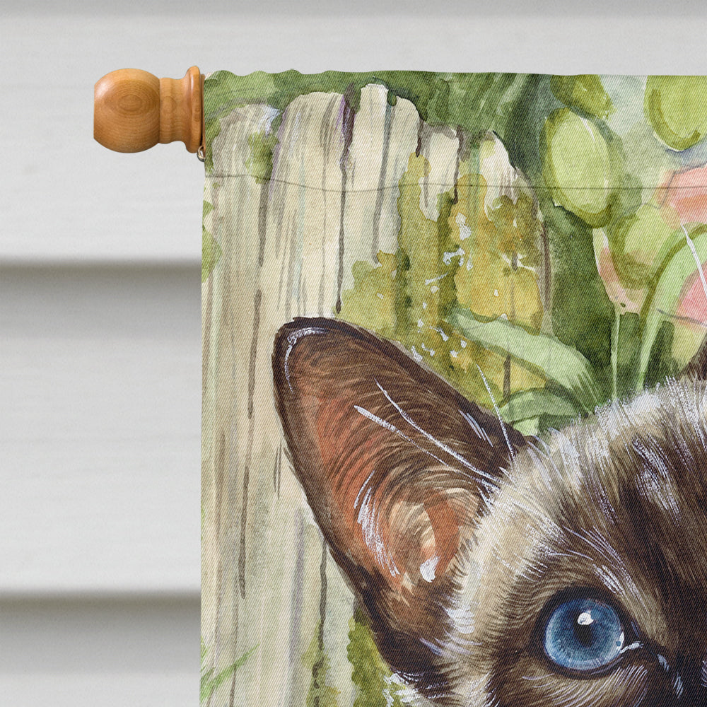 Siamese cat in the Roses House Flag 28x40 Porch Sleeve Pole Decorative Outside Yard Banner Artwork Wall Hanging, Polyester