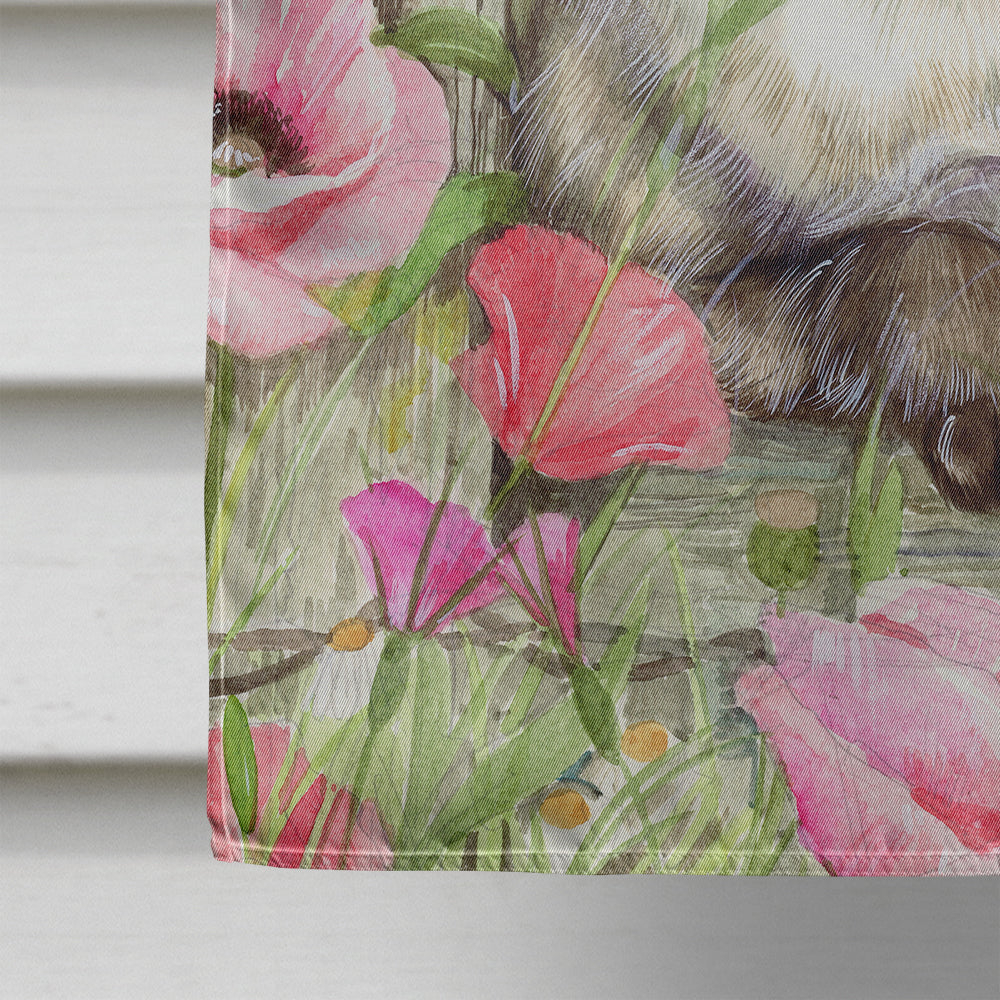 Siamese cat in the Roses House Flag 28x40 Porch Sleeve Pole Decorative Outside Yard Banner Artwork Wall Hanging, Polyester