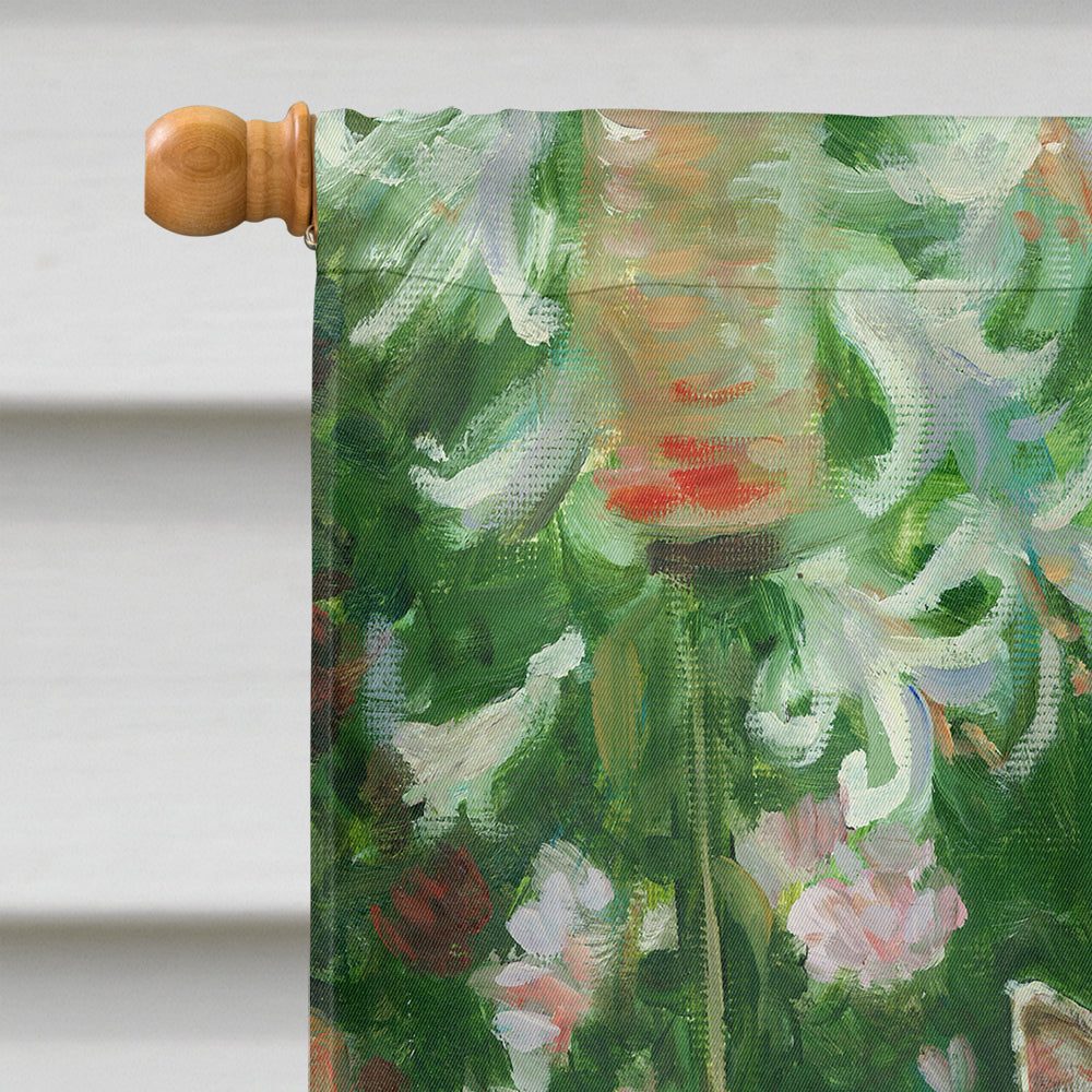 Cats In Garden by Debbie Cook House Flag 28x40 Porch Sleeve Pole Decorative Outside Yard Banner Artwork Wall Hanging, Polyester