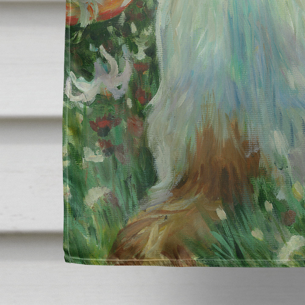 Cats In Garden by Debbie Cook House Flag 28x40 Porch Sleeve Pole Decorative Outside Yard Banner Artwork Wall Hanging, Polyester