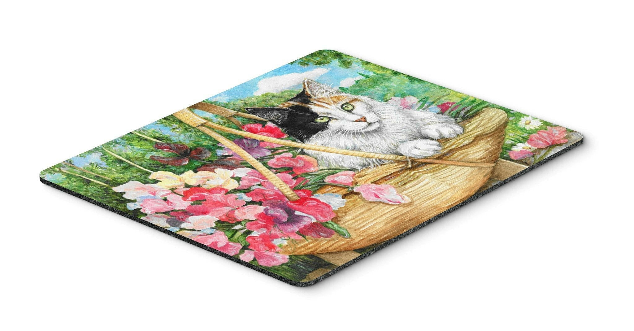 Cat In Basket Mouse Pad, Heat Resistant Trivet Hot Pad , Non Slip Rubber Desk Mat, Kitchen Counter Protector, Home Office Decor Gift