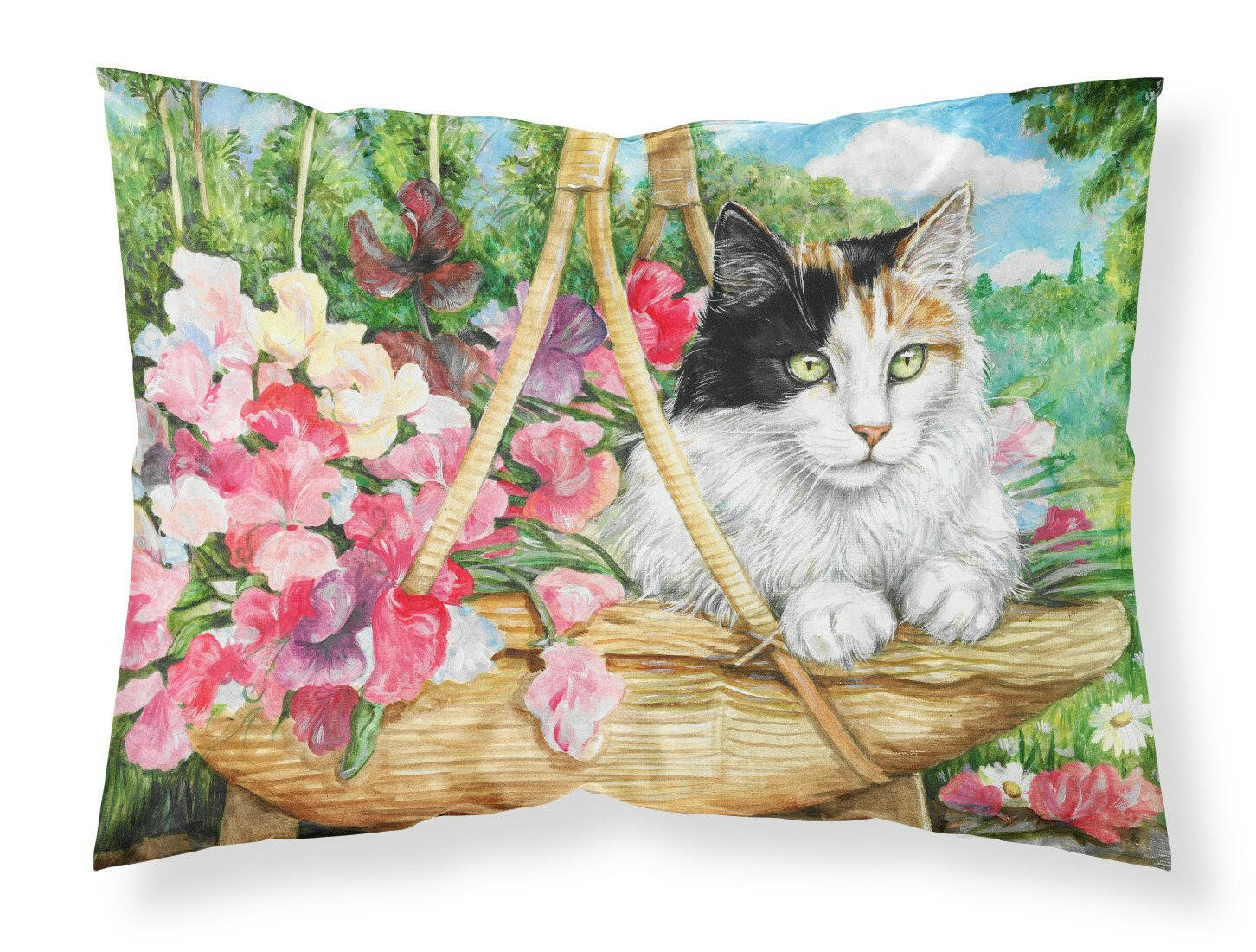 Cat In Basket Standard Pillowcase Lightweight Super Soft Easy Care Decorative Artwork Pillowcase, Standard