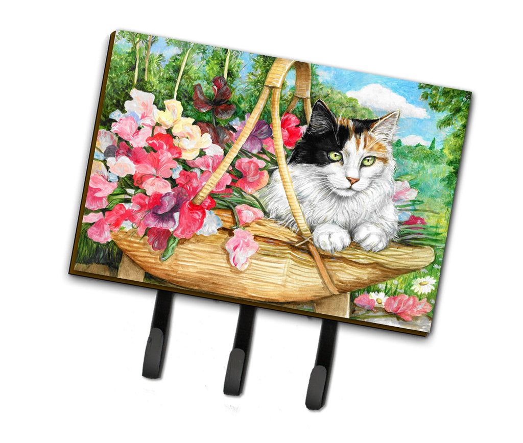 Cat In Basket Leash or Key Holder Wall Hooks, Coat Rack Wall Mount, for Hanging Keys, Towels, Aprons, Leashes
