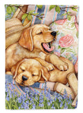 Yellow Labrador Deck Pups House Flag 28x40 Porch Sleeve Pole Decorative Outside Yard Banner Artwork Wall Hanging, Polyester