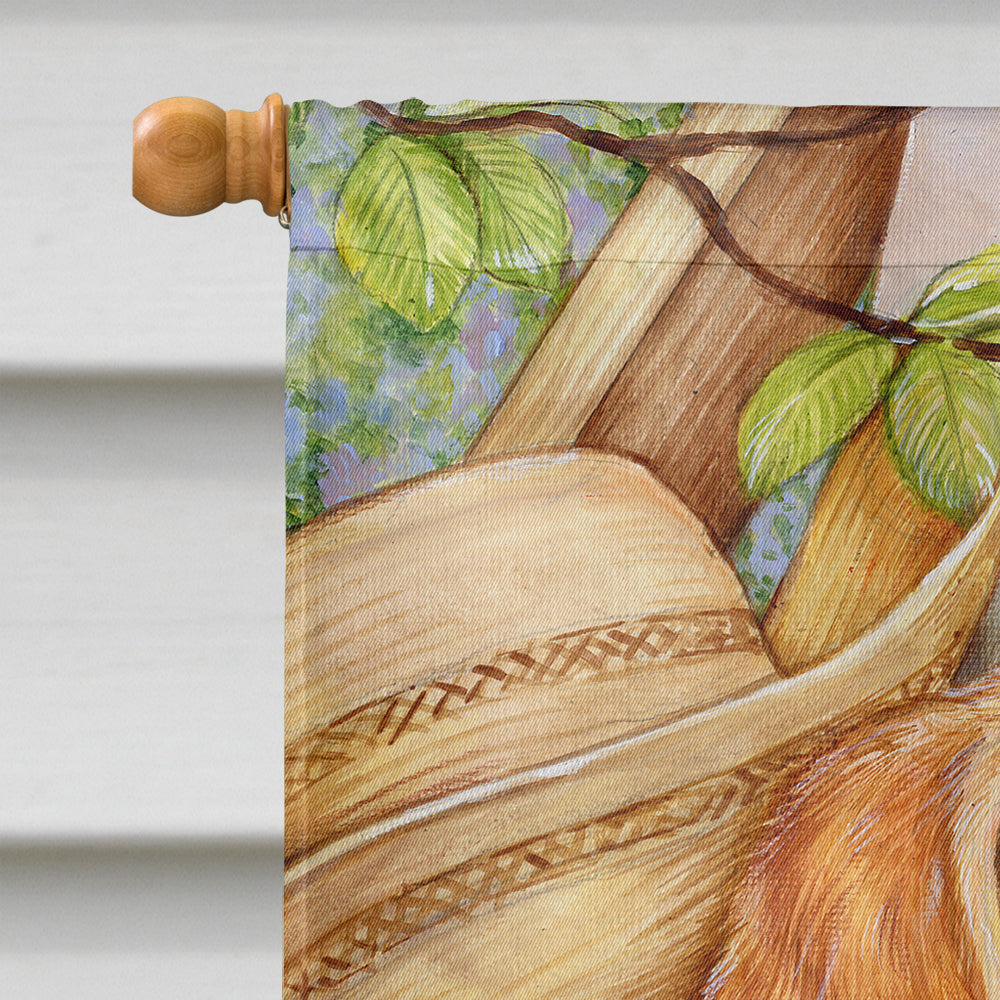 Yellow Labrador Deck Pups House Flag 28x40 Porch Sleeve Pole Decorative Outside Yard Banner Artwork Wall Hanging, Polyester