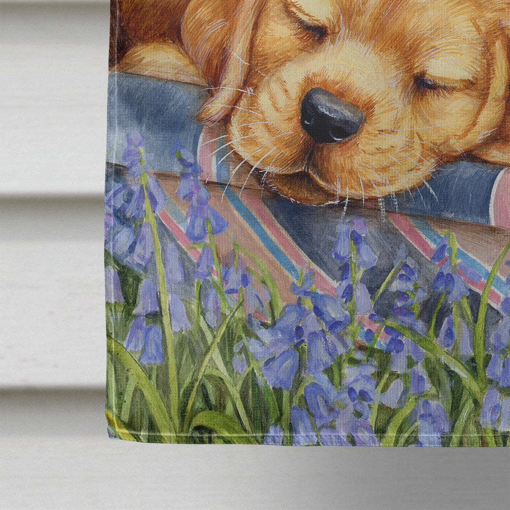 Yellow Labrador Deck Pups House Flag 28x40 Porch Sleeve Pole Decorative Outside Yard Banner Artwork Wall Hanging, Polyester