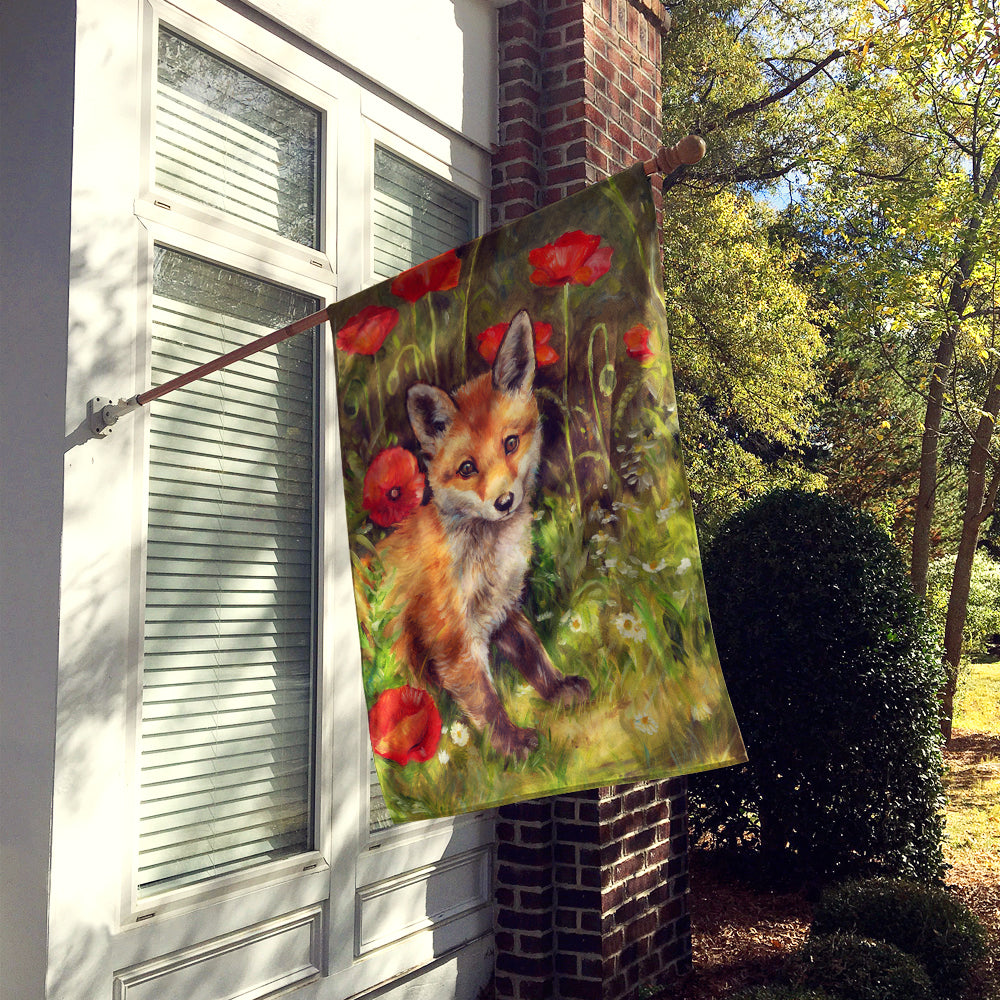 Fox Cub by Debbie Cook House Flag 28x40 Porch Sleeve Pole Decorative Outside Yard Banner Artwork Wall Hanging, Polyester