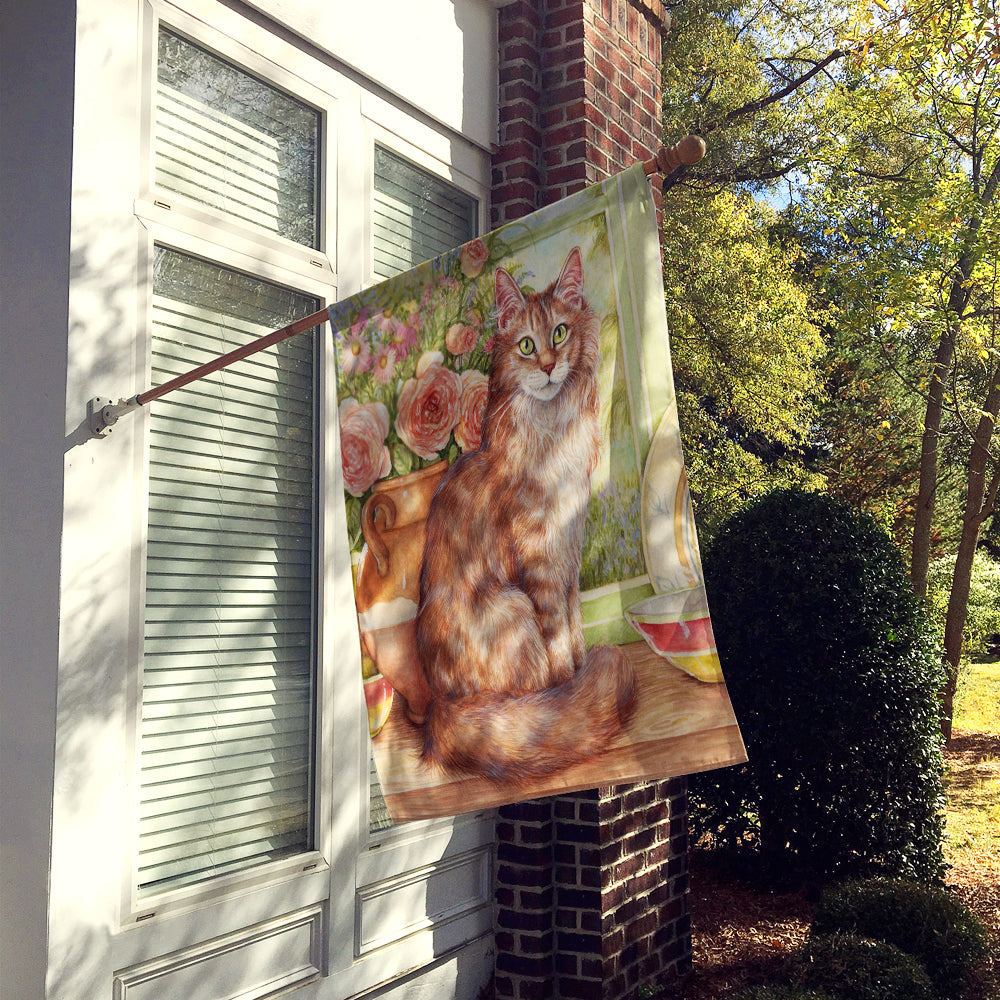 Maine Coon Cat by Debbie Cook House Flag 28x40 Porch Sleeve Pole Decorative Outside Yard Banner Artwork Wall Hanging, Polyester
