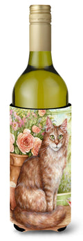 Maine Coon Cat by Debbie Cook Wine Bottle Hugger Gift Sleeve for Standard 750 ml Bottles, Insulated Reusable Also Fits Mini Shot & Pint Bottles