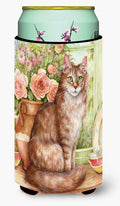 Maine Coon Cat by Debbie Cook Tall Boy Hugger Can Cooler Sleeve Machine Washable Drink Collapsible Insulator Beverage Insulated Holder