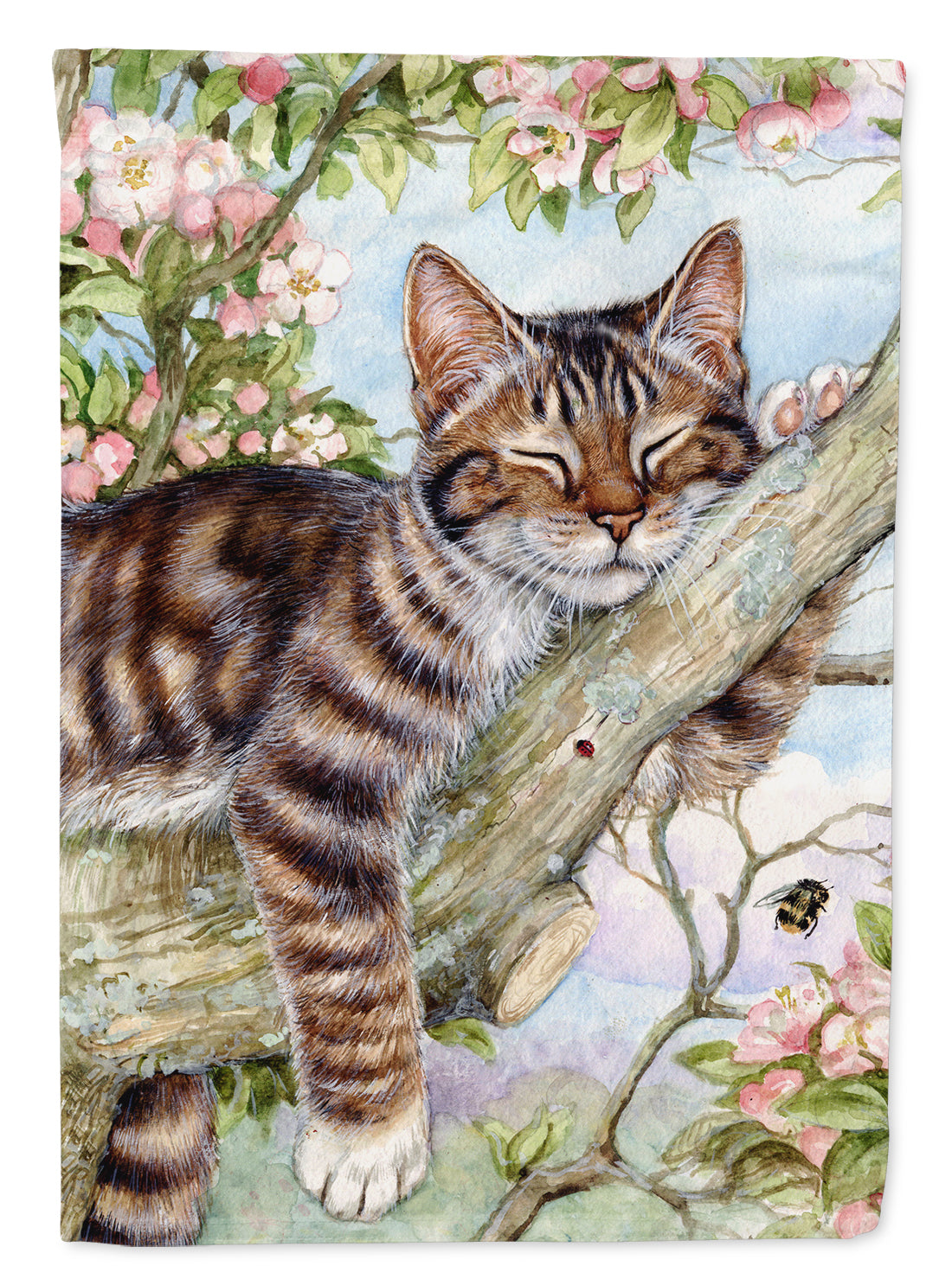 Sleepy Cat by Debbie Cook House Flag 28x40 Porch Sleeve Pole Decorative Outside Yard Banner Artwork Wall Hanging, Polyester