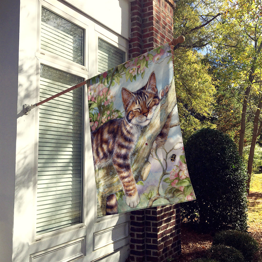 Sleepy Cat by Debbie Cook House Flag 28x40 Porch Sleeve Pole Decorative Outside Yard Banner Artwork Wall Hanging, Polyester