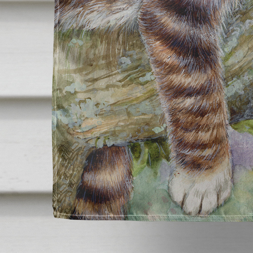 Sleepy Cat by Debbie Cook House Flag 28x40 Porch Sleeve Pole Decorative Outside Yard Banner Artwork Wall Hanging, Polyester