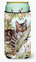 Sleepy Cat by Debbie Cook Tall Boy Hugger Can Cooler Sleeve Machine Washable Drink Collapsible Insulator Beverage Insulated Holder