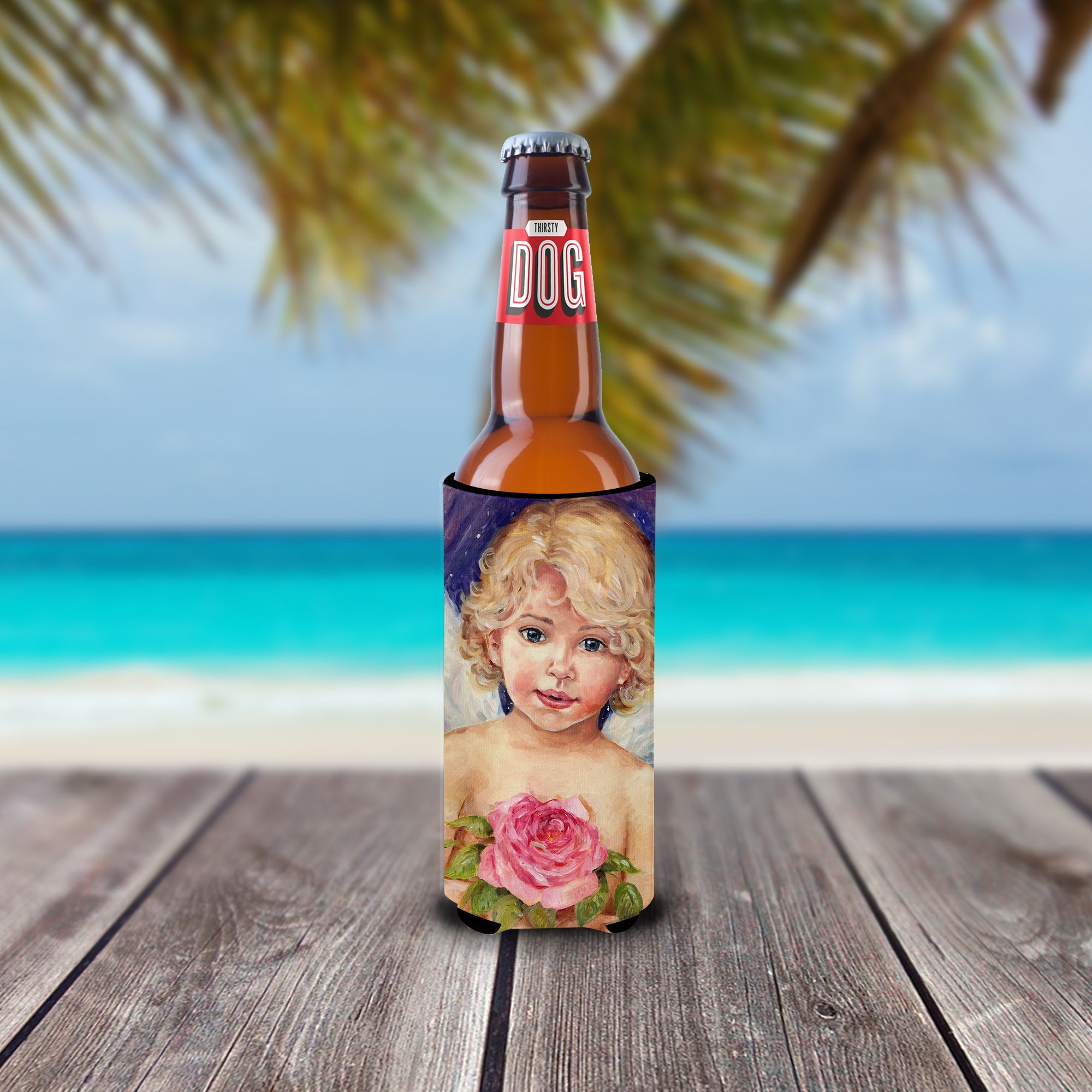 Little Angel by Debbie Cook Slim Can Hugger , Insulated Foam Hugger for 12 oz Slim Cans, Beer Bottles & Water Bottles, Printed in USA
