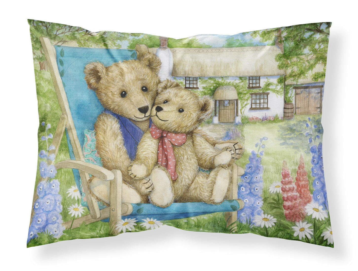 Springtime Teddy Bears in Flowers Standard Pillowcase Lightweight Super Soft Easy Care Decorative Artwork Pillowcase, Standard