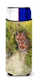 Fox Cubs Peepers by Debbie Cook Slim Can Hugger , Insulated Foam Hugger for 12 oz Slim Cans, Beer Bottles & Water Bottles, Printed in USA