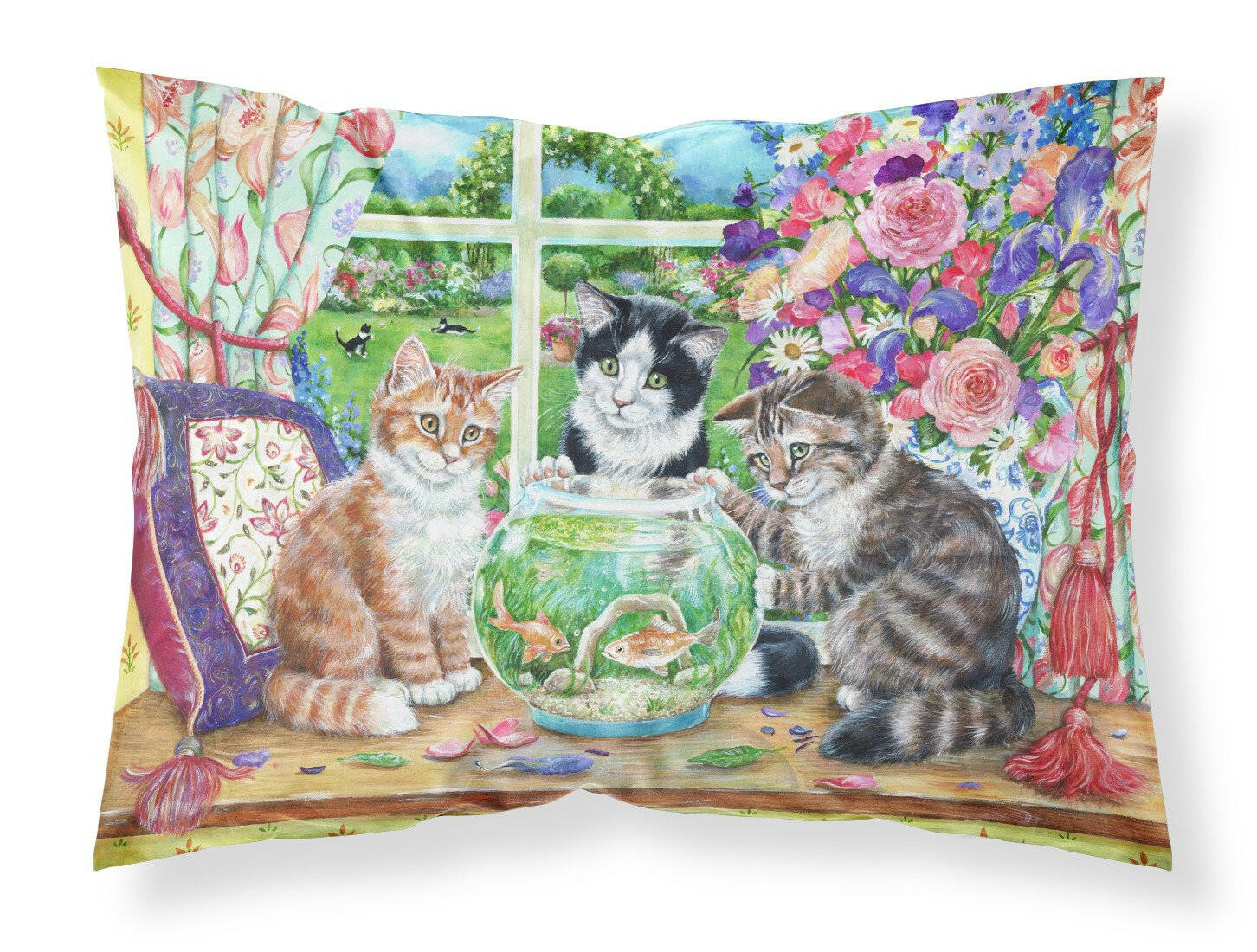 Cats Just Looking in the fish bowl Standard Pillowcase Lightweight Super Soft Easy Care Decorative Artwork Pillowcase, Standard