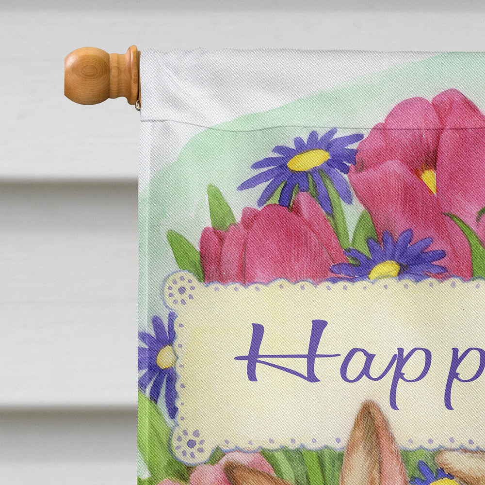 Three Bunnies Happy Easter House Flag 28x40 Porch Sleeve Pole Decorative Outside Yard Banner Artwork Wall Hanging, Polyester