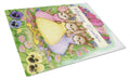 Three Bunnies Happy Easter Cutting Board Tempered Glass Kitchen Cutting Surface, Heat Resistant Chopping, Non-Slip Feet, Food Prep & Serving