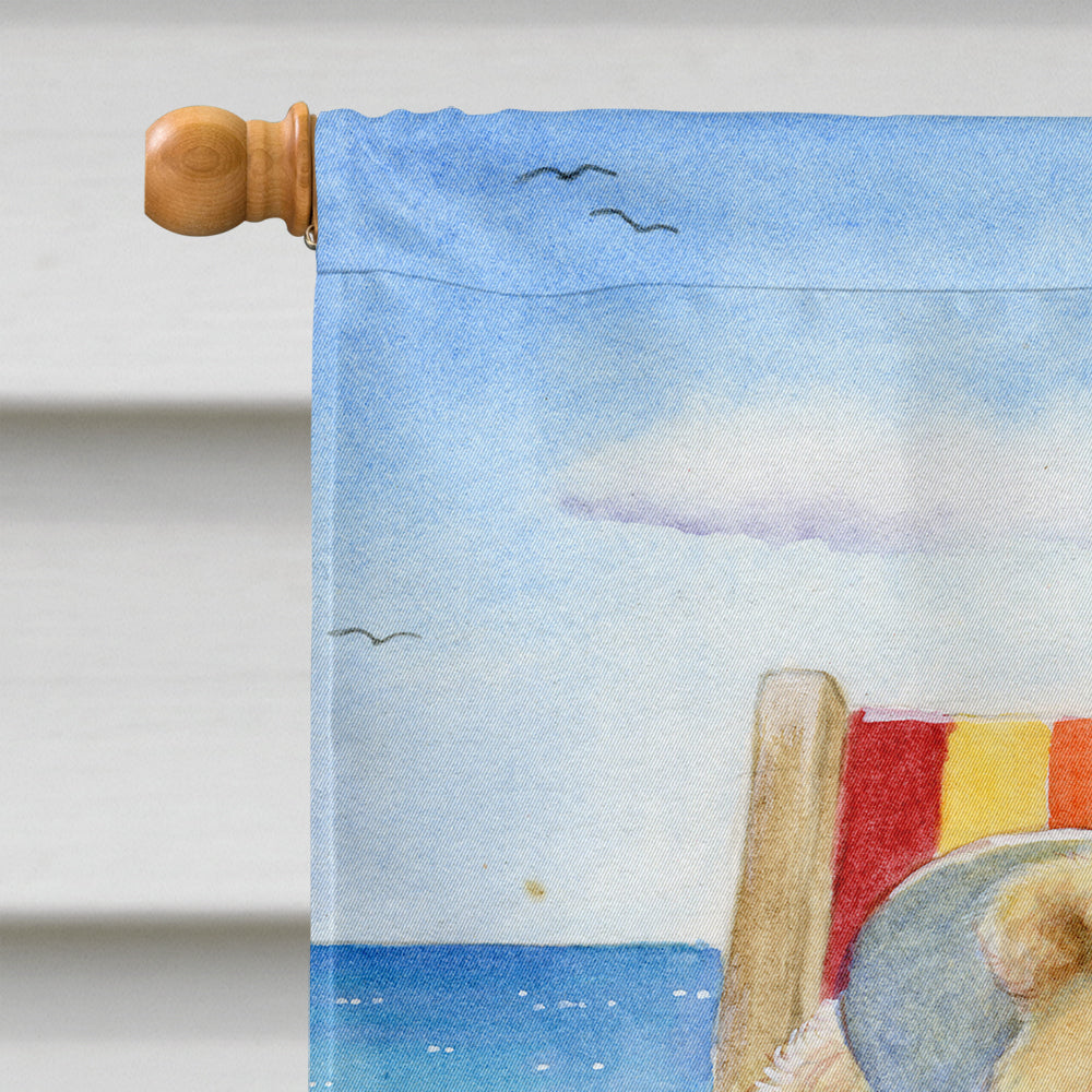 Summer Teddy Bear and Cat on Beach House Flag 28x40 Porch Sleeve Pole Decorative Outside Yard Banner Artwork Wall Hanging, Polyester