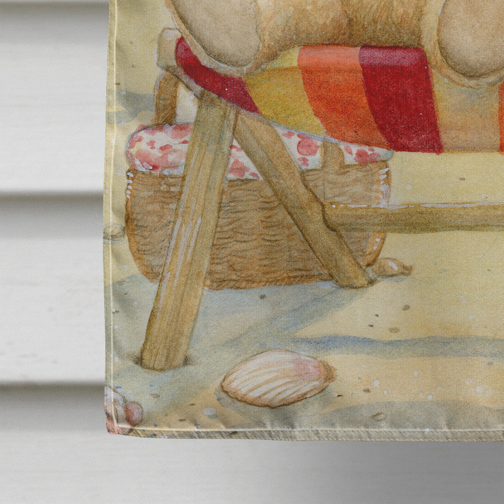 Summer Teddy Bear and Cat on Beach House Flag 28x40 Porch Sleeve Pole Decorative Outside Yard Banner Artwork Wall Hanging, Polyester