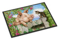 Pig at the Gate with the Cat Doormat Indoor Outdoor 18H X 27W Front Door Mat Rugs for Entryway, Non Slip Washable