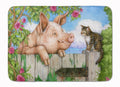 Pig at the Gate with the Cat Memory Foam Kitchen Mat Machine Washable Anti-Fatigue Cushion Comfort Bath or Kitchen Rug