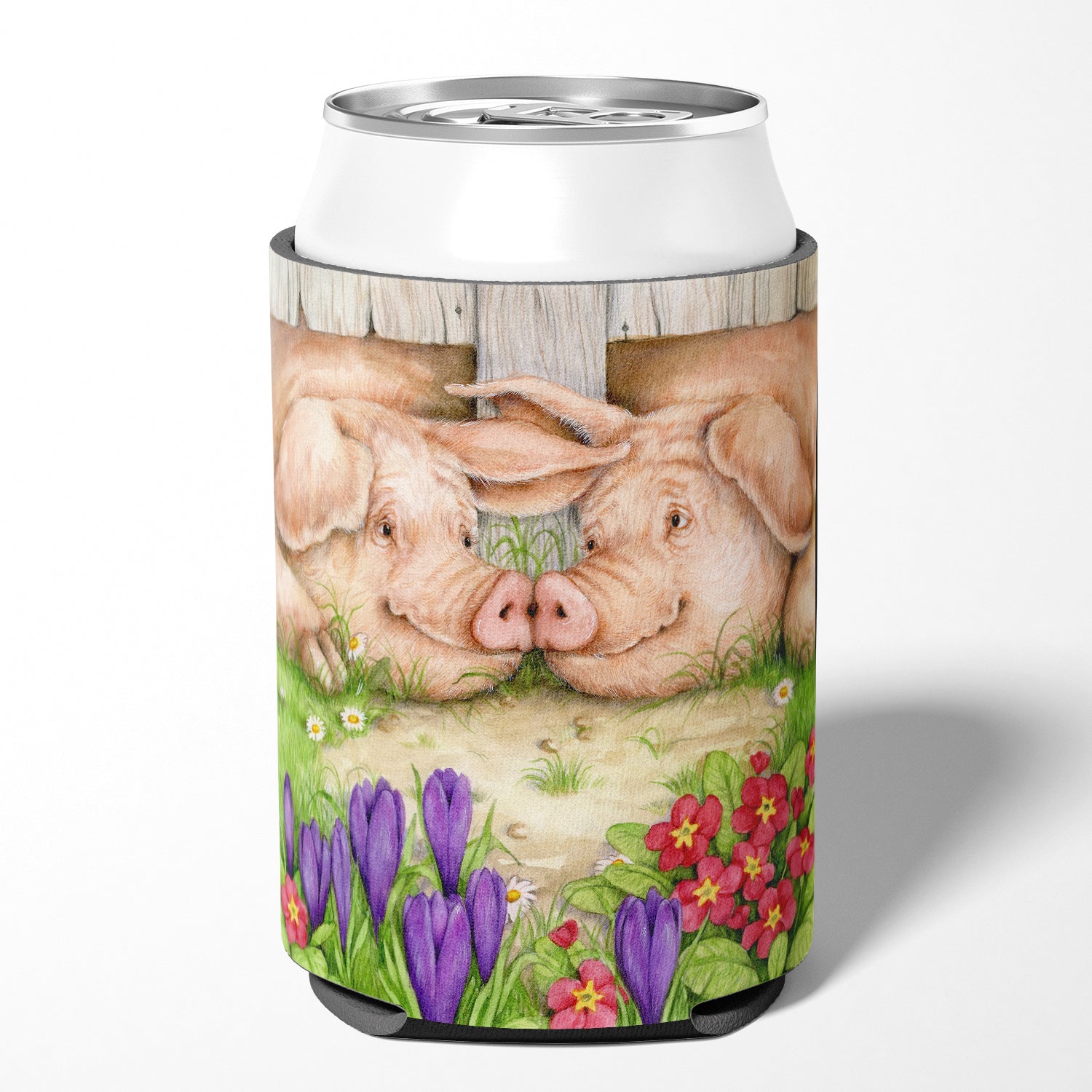 Pigs Nose To Nose by Debbie Cook Can or Bottle Hugger Cooler Sleeve for Standard 12 oz Cans, Insulated Foam Beer & Soda Can Hugger Reusable