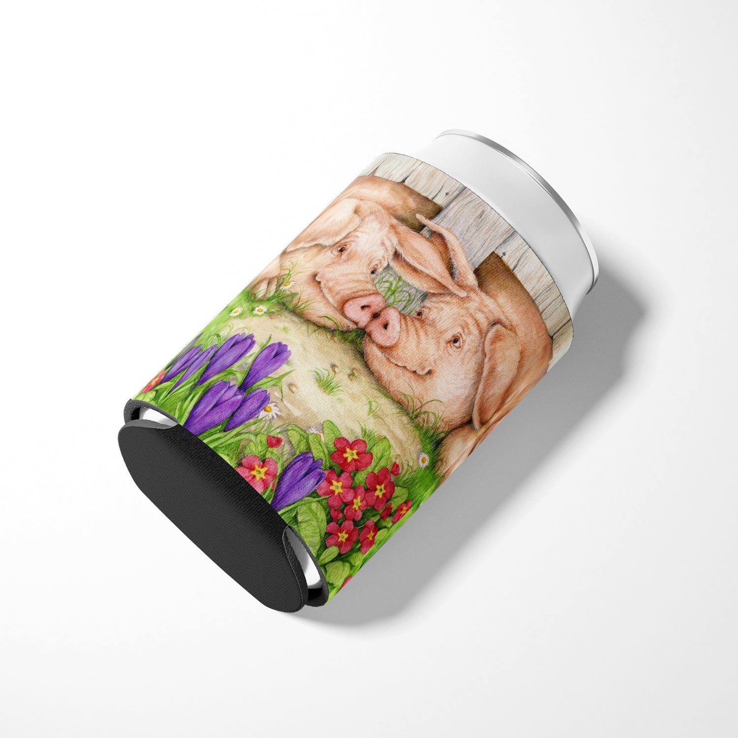 Pigs Nose To Nose by Debbie Cook Can or Bottle Hugger Cooler Sleeve for Standard 12 oz Cans, Insulated Foam Beer & Soda Can Hugger Reusable