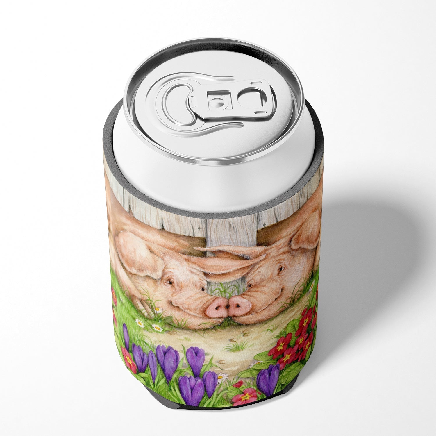 Pigs Nose To Nose by Debbie Cook Can or Bottle Hugger Cooler Sleeve for Standard 12 oz Cans, Insulated Foam Beer & Soda Can Hugger Reusable