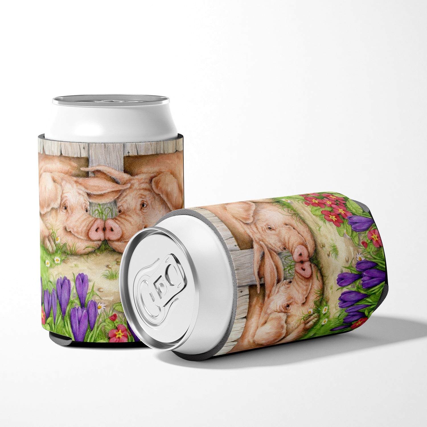 Pigs Nose To Nose by Debbie Cook Can or Bottle Hugger Cooler Sleeve for Standard 12 oz Cans, Insulated Foam Beer & Soda Can Hugger Reusable