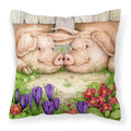 Pigs Nose To Nose by Debbie Cook Decorative Throw Pillow 18x18 Indoor Outdoor Accent Cushion, Fabric Cover with Insert for Sofa, Bed, Porch & Living Room