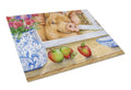 Pig trying to reach the Apple in the Window Cutting Board Tempered Glass Kitchen Cutting Surface, Heat Resistant Chopping, Non-Slip Feet, Food Prep & Serving